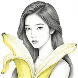 the portrait of an incredibly beautiful, graceful, elegant woman made of bananas and petals, an ultrafine detailed illustration by kim jung gi, irakli nadar, intricate linework, bright colors, final fantasy, behance contest winner, angular, unreal engine 5 highly rendered, global illumination, radiant light, detailed and intricate environment