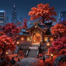 a beautiful ultradetailed render of shrine nature by ilya kuvshinov, futuristic azeroth uv light infrared studio ghibli at night liberty city, archdaily, wallpaper, highly detailed, trending on artstation.