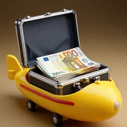 a briefcase with half a million euros, in a yellow submarine, award winning photo