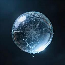 professional photo of the raw essence of the element of water, glass perfectly round sphere hovering in the air, arcane magic, ultra detailed, dramatic lighting, caustics