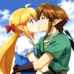 anime illustration of saria kiss link