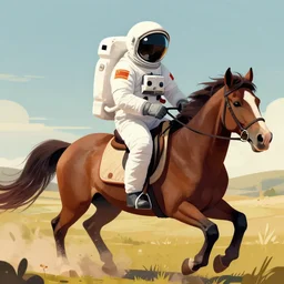 astronaut riding a horse, digital art