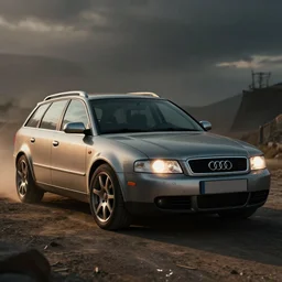 Audi A4 B6 Avant (2002), a post apocalyptic, dramatic lighting, cinematic, establishing shot, extremly high detail, photorealistic, cinematic lighting, artstation, style by greg rutkowsky