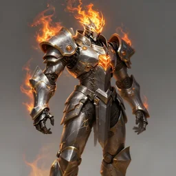 a highly detailed illustration of futuristic cyber knight with flaming plume, rigid bulky armor, glowing line cracks in armor, dramatic standing pose, intricate, elegant, highly detailed, centered, digital painting, artstation, concept art, smooth, sharp focus, league of legends concept art, WLOP
