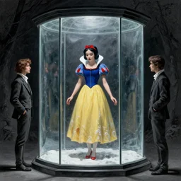 snowwhite in a glass prison, masterpiece by Edgar Maxence and Ross Tran and Michael Whelan, gustav dore, 8k, octane render