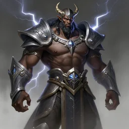 a highly detailed illustration of berserker african god of lightning, muscular, intricate, elegant, highly detailed, centered, digital painting, artstation, concept art, smooth, sharp focus, league of legends concept art, WLOP