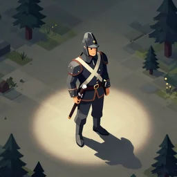 2d isometric sprite of a musketeer for a turn based video game