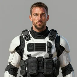 portrait of a man by greg rutkowski, sharlto copley as weyland - yutani mercenary, he is about 5 0 years old, wearing a white and black tactical gear, highly detailed portrait, digital painting, artstation, concept art, smooth, sharp foccus ilustration, artstation hq