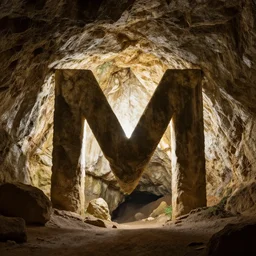 A cave shaped like an M