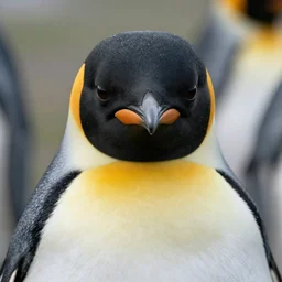 Penguin starring menacingly into the camera, realistic, 4k Resolution, Ver Detailed,