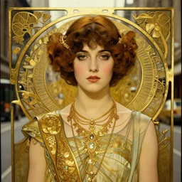 asami, a beautiful art nouveau portrait by Gil elvgren and Jim mahfood, 1920s city environment, centered composition, defined features, golden ratio, gold jewlery, photorealistic professional lighting, cinematic