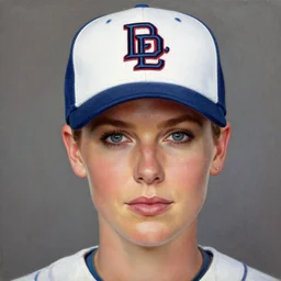 bridget jones wearing a padres city connect cap, oil painting 8 k, highly detailed face,