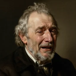 a portrait study of a crying old man, by rembrandt, highly detailed