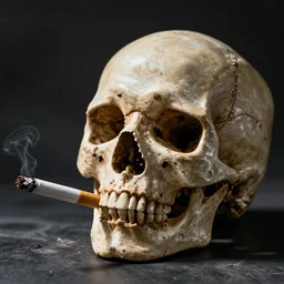 skull with a cigarette