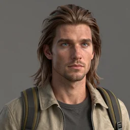 a handsome man wearing a travel outfit by olivia malone, long hair, amazingly detailed, fantastic detailed eyes, pretty face, aged 2 5, swedish, photo realistic, photograph, 3 5 mm, octane render, trending on artstation