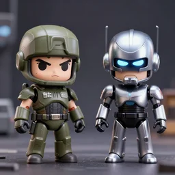 Master Chief and Robocop as chibi action figures