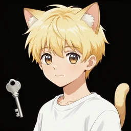 A key manga visual of a cute pale blond catboy by Ismail Inceoglu, sharp, carefully drawn, detailed, beautiful, wallpaper 4K, Yen Press, pixiv, official media