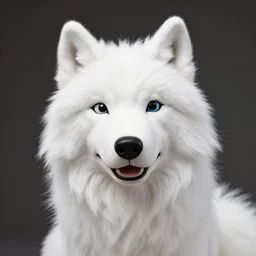 a muppet puppet of a white wolf