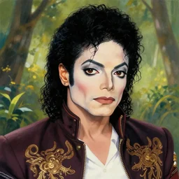 male cottagecore michael jackson portrait with nature as background, intricate, swagger, highly detailed, digital painting, artstation, concept art, smooth, sharp, focus, illustration, art by artgerm and greg rutkowski and alphonse mucha