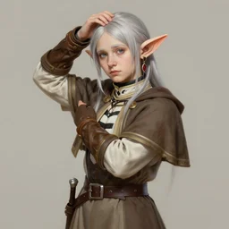 an intricate artistic pose painting of a beautiful young halfling with an artistic pose, hyper detailed, ornamental gold headpiece, octane render, vivid colors, artstation, by jeremy mann, by alphonse mucha, by boris vallejo