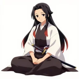 fullbody kimi no na wa, kunoichi sitting and holding katana, classy illustration,