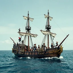 pirates boat on the ocean by peter mohrbacher and christophe vacher and craig mullins and gregory crewdson