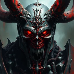 portrait of khorne from warhammer 4 0 k by hr giger, greg rutkowski, luis royo and wayne barlowe, 8 k