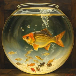 a fish in a fishbowl playing, jules bastien - lepage, intricate details