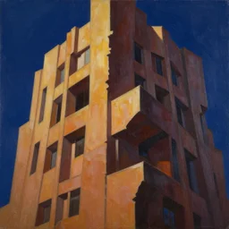 painting of architecture in the style of yuichi yokoyama, heavy, rich, smooth, jagged