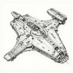 a highly detailed blueprint of a giant spaceship, by karanak