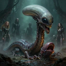 epic professional digital art of hungry alien like giant slug, eerie atmospheric lighting, painted, detailed, dynamic lighting, foreboding, by leesha hannigan, wayne haag, reyna rochin, ignacio fernandez rios, mark ryden, iris van herpen, hdr, 8 k, epic, stunning, gorgeous, much wow, cinematic, masterpiece