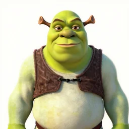 crisp quality and light reflections, photorealistic portrait, studio lighting, still photo of shrek, bright studio setting, highly detailed, unreal engine 5 quality render