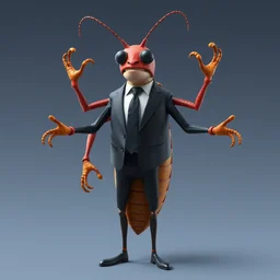 flat 2 d : : extremely big torso cockroach character securityguard : : black suit tie : : head torso legs feet : : lorax movie : : artstation
