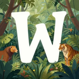 an epic, beautiful painting of a jungle full of animals with all the letters of the alphabet hidden within, hyper detailed, clear, focused