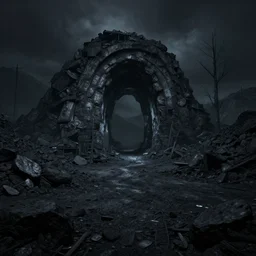 an eerie deserted coal mine, sad, loneliness, digital art, landscape, fantasy art, octane render, ureal engine, high detail, very realistic, by greg rutkowski. by james gurney