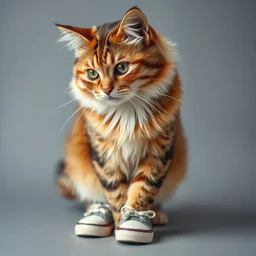 a cat wearing shoes