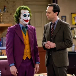 the joker standing next to sheldon cooper on the big bang theory as a guest appearance