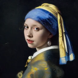 a portrait of a very beautiful kpop goddess, with hair in swirling paint and impasto by willemwissing, vermeer and caravaggio, paint swirls, no hands, hyperreal, dark, dramatic lighting, analogous complementary colour scheme