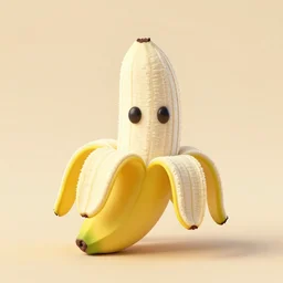 a peeled cartoon banana cabin, c 4 d render, soft colour, macarone color