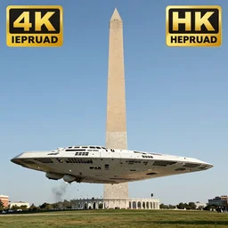 Spaceship Enterprise destroying the Washington monument, 4k UHD, trending