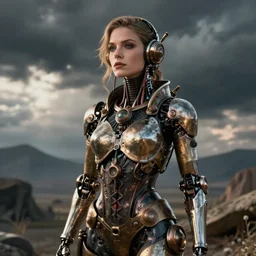 image of beautyful female android steampunk by alan moore,