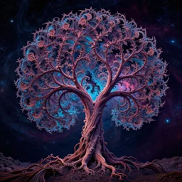 fractal tree in deep psychedelic space in style of Cole Thomas