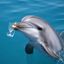 a drinking glass in a dolphin