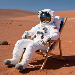 an astronaut resting on mars in a beach chair, vibrant lighting, elegant, highly detailed, smooth, sharp focus, illustration, beautiful, geometric, trending on artstation, full body, cinematic, artwork by borovikovsky
