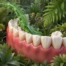digital art, flow with human teeth, plants, artstation, 4 k, hdr, hyper realistic, photograph, highly detailed, nature, anatomy, body parts, surreal