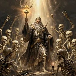 A wizard summoning a skeleton army, digital art, realistic, artstation, detailed