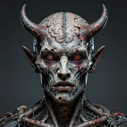 A portrait of the MRI brain damage demon, digital art by Dan Mumford and Peter Mohrbacher, highly detailed, trending on ArtStationHQ, in the style of brutalism