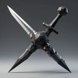 low poly cosmic black hole dagger concept art, high detail