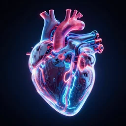 medical heart, robotic lines pattern, tron, cyberpunk, graphic design, substance painter, emissive, tron lines, cybertron, artstation, by beeple, halo