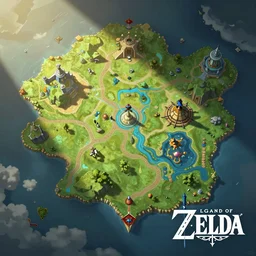 Legend of Zelda, full map stylized 2d